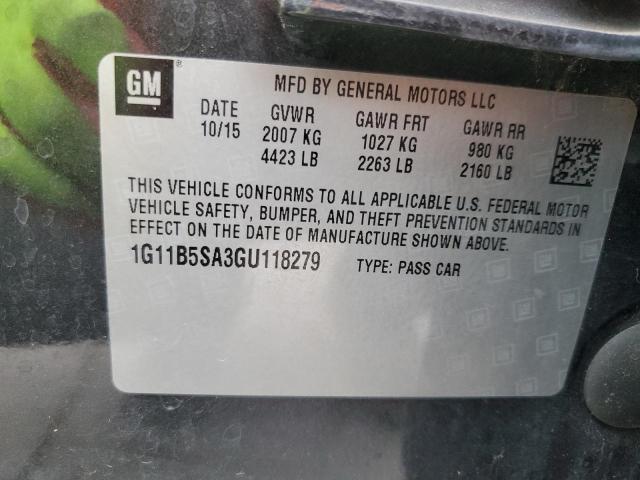 1G11B5SA3GU118279 - 2016 CHEVROLET MALIBU LIM 黑色 照片 12