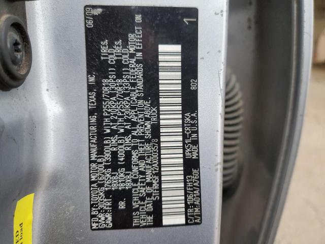 5TFRM5F12AX003578 - 2010 TOYOTA TUNDRA DOUBLE CAB SR5 SILVER photo 12