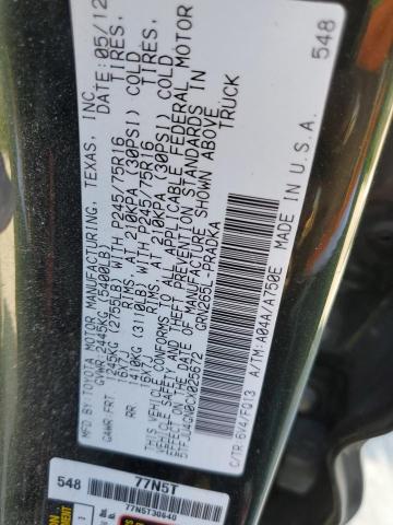 5TFJU4GN0CX025672 - 2012 TOYOTA TACOMA DOUBLE CAB PRERUNNER GREEN photo 12