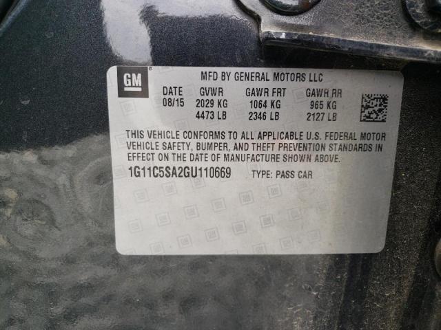 1G11C5SA2GU110669 - 2016 CHEVROLET MALIBU LIM LT 灰色 照片 12