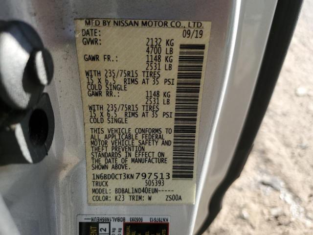 1N6BD0CT3KN797513 - 2019 NISSAN FRONTIER S SILVER photo 13