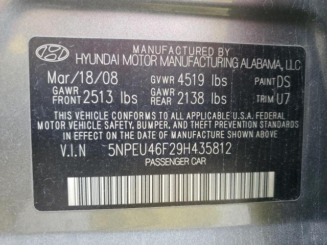 5NPEU46F29H435812 - 2009 HYUNDAI SONATA SE GRAY photo 13