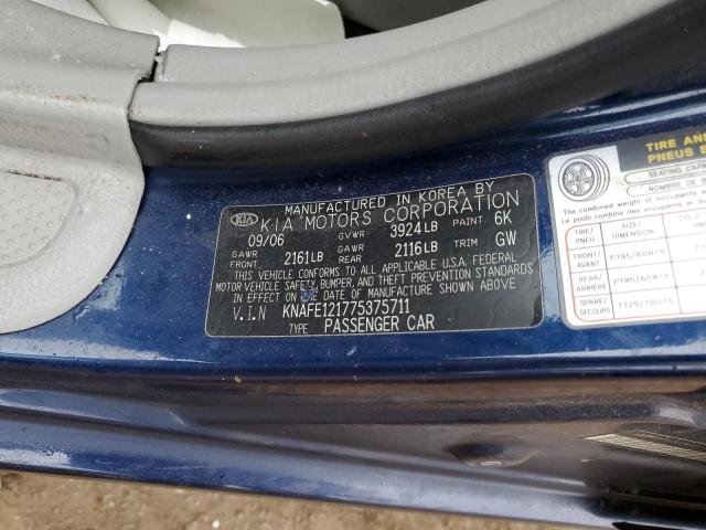 KNAFE121775375711 - 2007 KIA SPECTRA EX BLUE photo 12