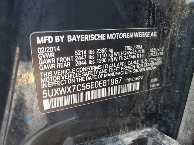 5UXWX7C56E0E81967 - 2014 BMW X3 XDRIVE35I BLACK photo 12