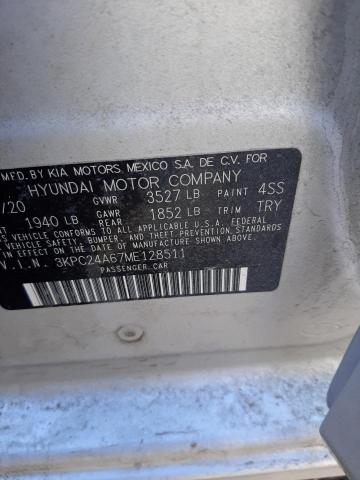 3KPC24A67ME128511 - 2021 HYUNDAI ACCENT SE SILVER photo 12