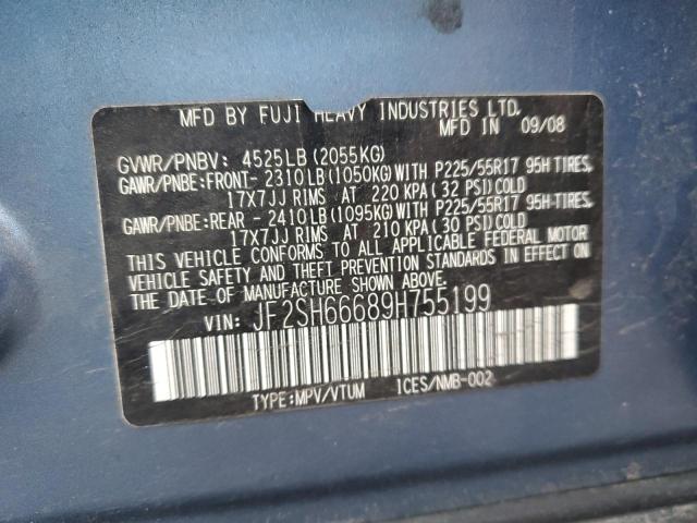 JF2SH66689H755199 - 2009 SUBARU FORESTER 2.5XT LIMITED BLUE photo 12