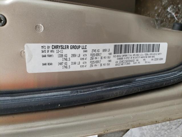 2C4RC1CG8CR246432 - 2012 CHRYSLER TOWN & COU TOURING L CREAM photo 12