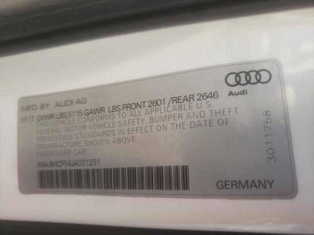 WAUB4CF54JA031231 - 2018 AUDI S5 PREMIUM PLUS თეთრი ფოტო 12