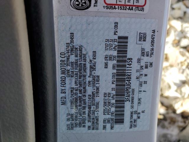 3FAHP0JG4BR111458 - 2011 FORD FUSION SEL WHITE photo 13