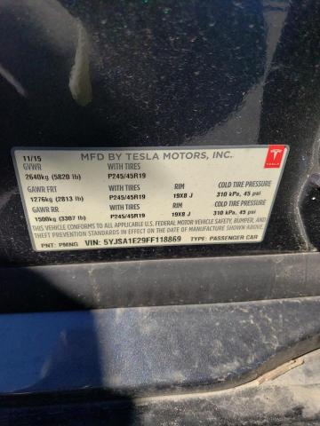 5YJSA1E29FF118869 - 2015 TESLA MODEL S Մոխրագույն լուսանկար 12