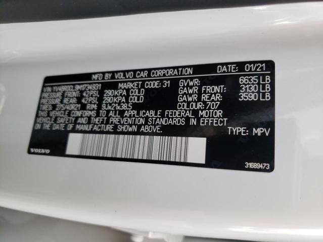 YV4BR0CL9M1734931 - 2021 VOLVO XC90 T8 RECHARGE INSCRIPTION WHITE photo 14