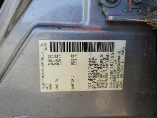 1N4CL21E89C187595 - 2009 NISSAN ALTIMA HYBRID SILVER photo 12