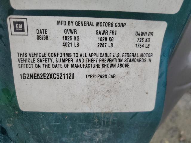 1G2NE52E2XC521120 - 1999 PONTIAC GRAND AM SE GREEN photo 12