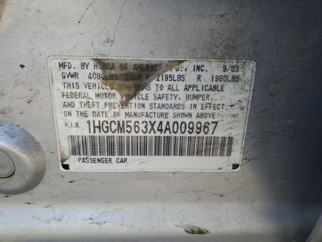 1HGCM563X4A009967 - 2004 HONDA ACCORD LX SILVER photo 12