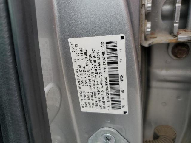 1HGCP2F33AA169576 - 2010 HONDA ACCORD LX SILVER photo 12