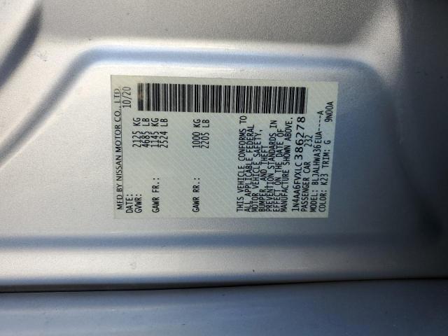 1N4AA6FVXLC386278 - 2020 NISSAN MAXIMA PLATINUM SILVER photo 12