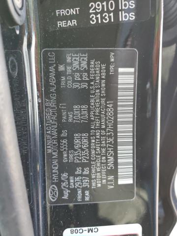 5NMSH73E37H028841 - 2007 HYUNDAI SANTA FE SE BLACK photo 13