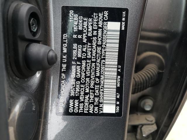 SHHFK7H40MU209779 - 2021 HONDA CIVIC SPORT CHARCOAL photo 12