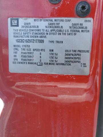 1GCEC19Z97Z177009 - 2007 CHEVROLET SILVERADO C1500 CLASSIC Qırmızı foto 12