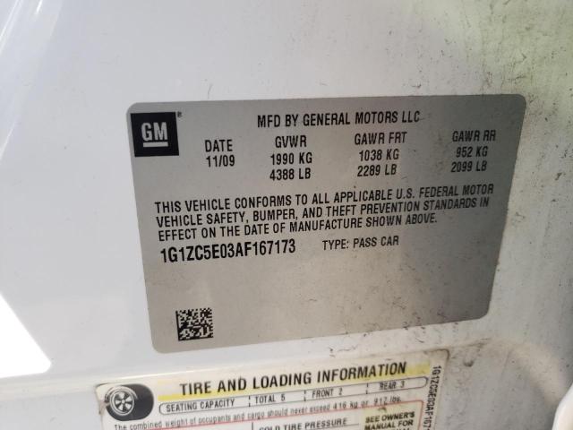 1G1ZC5E03AF167173 - 2010 CHEVROLET MALIBU 1LT WHITE photo 12