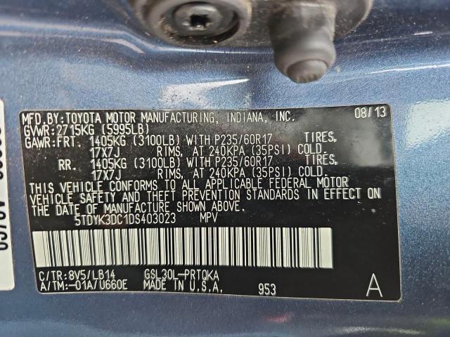 5TDYK3DC1DS403023 - 2013 TOYOTA SIENNA XLE BLUE photo 10