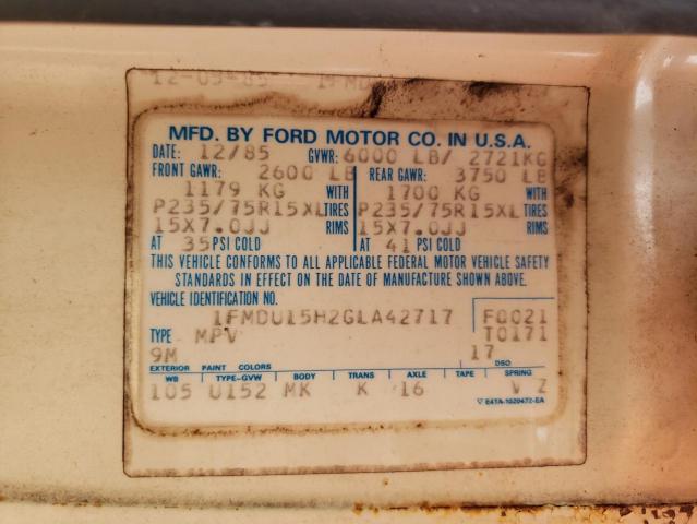 1FMDU15H2GLA42717 - 1986 FORD BRONCO XLT U100 WHITE photo 13