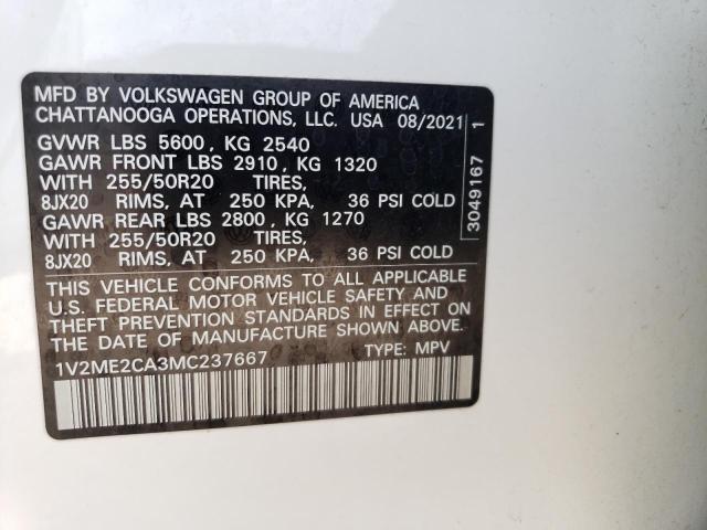 1V2ME2CA3MC237667 - 2021 VOLKSWAGEN ATLAS CROS SE Ağ foto 13