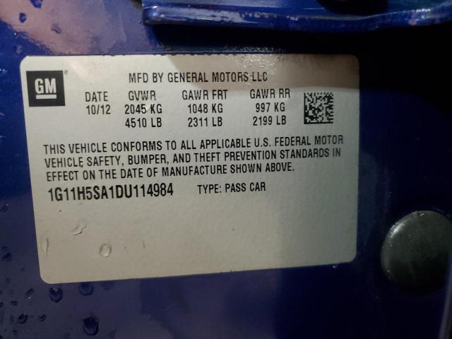 1G11H5SA1DU114984 - 2013 CHEVROLET MALIBU LTZ 蓝色 照片 12