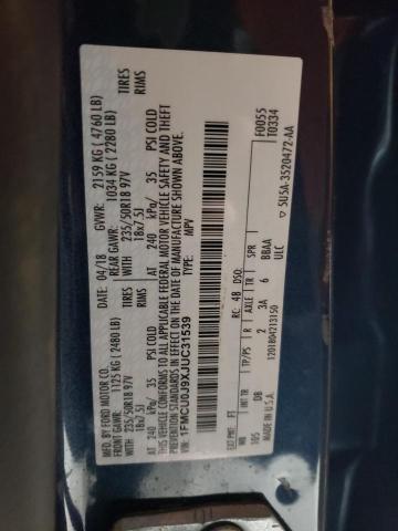 1FMCU0J9XJUC31539 - 2018 FORD ESCAPE TITANIUM 蓝色 照片 13