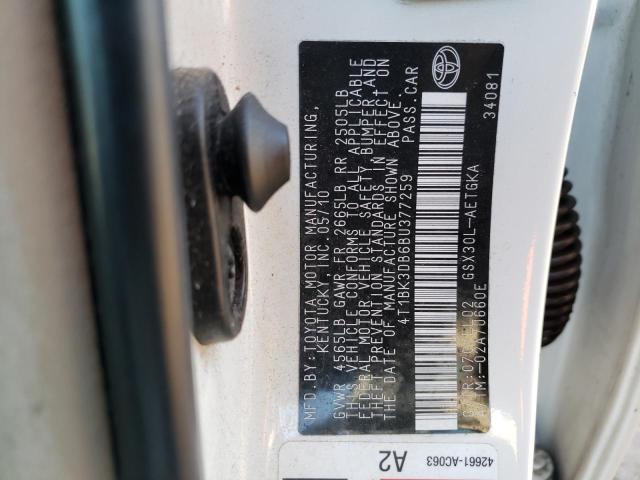 4T1BK3DB6BU377259 - 2011 TOYOTA AVALON BASE 白色 照片 13