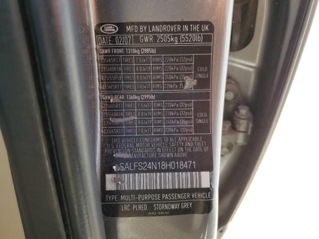 SALFS24N18H018471 - 2008 LAND ROVER LR2 SE TECHNOLOGY GRAY photo 13