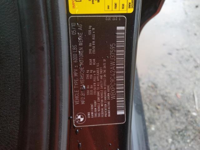 WBXPC9C42AWJ37595 - 2010 BMW X3 XDRIVE30I BLACK photo 12