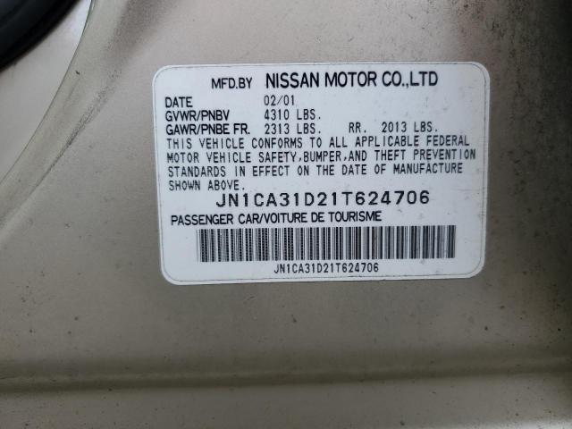 JN1CA31D21T624706 - 2001 NISSAN MAXIMA GXE GOLD photo 12