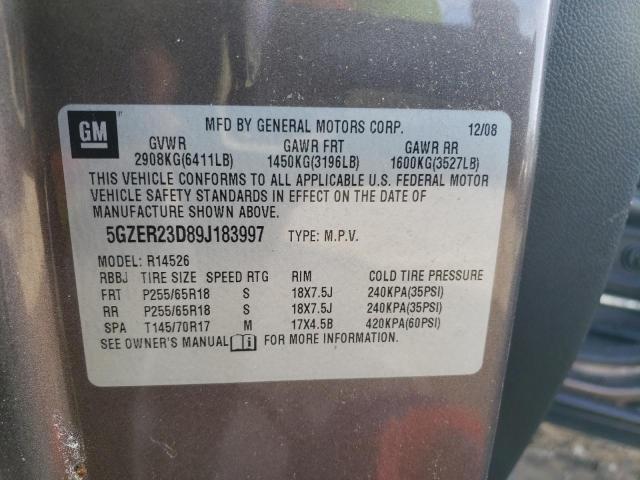 5GZER23D89J183997 - 2009 SATURN OUTLOOK XR BROWN photo 13