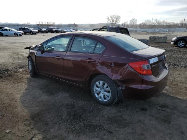 19XFB2F50CE095688 - 2012 HONDA CIVIC LX MAROON photo 2