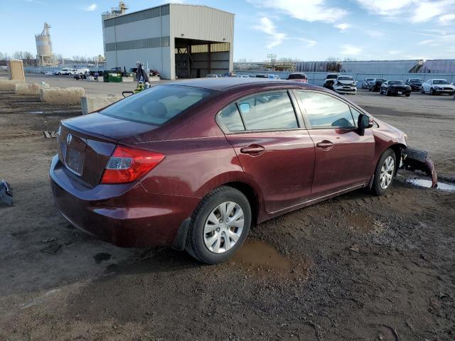 19XFB2F50CE095688 - 2012 HONDA CIVIC LX MAROON photo 3