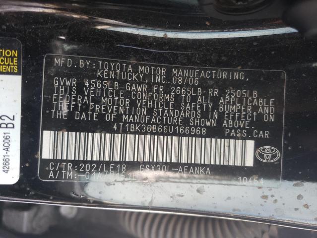 4T1BK36B66U166968 - 2006 TOYOTA AVALON XL BLACK photo 13