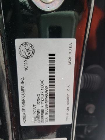 19UUB6F40MA800999 - 2021 ACURA TLX TECHNOLOGY BLACK photo 12