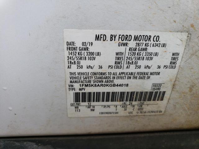 1FM5K8AR0KGB44018 - 2019 FORD EXPLORER POLICE INTERCEPTOR 双色 照片 13