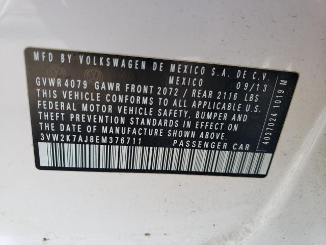 3VW2K7AJ8EM376711 - 2014 VOLKSWAGEN JETTA BASE WHITE photo 12
