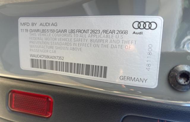 WAUC4CF58KA097352 - 2019 AUDI S5 PRESTIGE GRAY photo 10