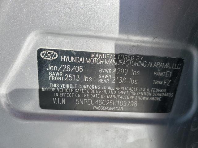 5NPEU46C26H109798 - 2006 HYUNDAI SONATA GLS GRAY photo 12