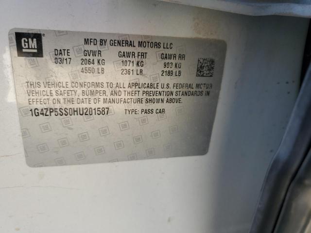 1G4ZP5SS0HU201587 - 2017 BUICK LACROSSE ESSENCE თეთრი ფოტო 12