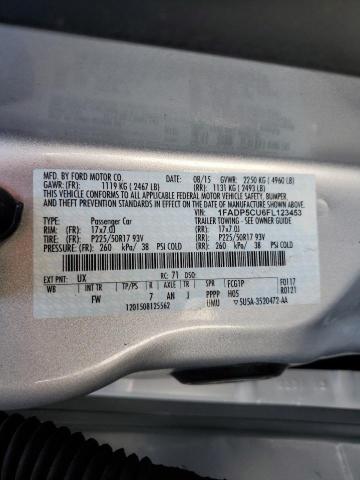 1FADP5CU6FL123453 - 2015 FORD C-MAX PREMIUM SEL SILVER photo 12