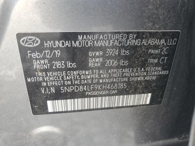 5NPD84LF9KH468185 - 2019 HYUNDAI ELANTRA SEL GRAY photo 12