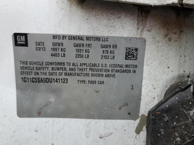 1G11C5SA9DU141123 - 2013 CHEVROLET MALIBU 1LT WHITE photo 12