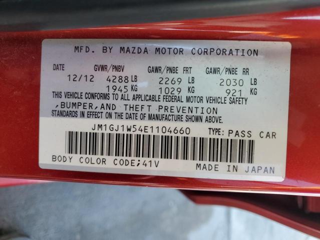 JM1GJ1W54E1104660 - 2014 MAZDA 6 GRAND TOURING RED photo 12