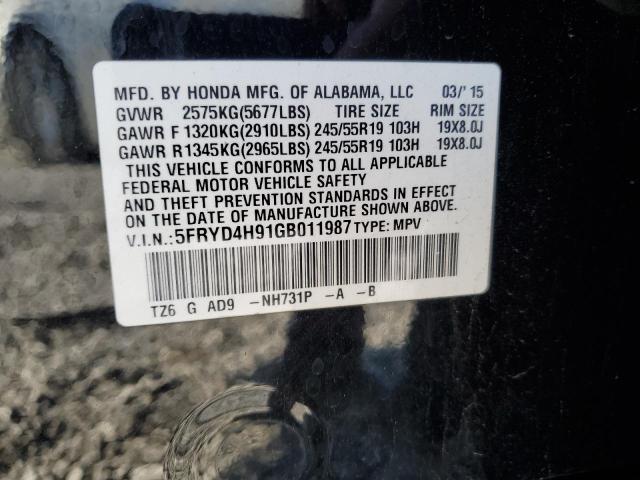 5FRYD4H91GB011987 - 2016 ACURA MDX ADVANCE BLACK photo 13