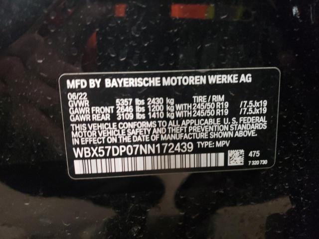 WBX57DP07NN172439 - 2022 BMW X3 XDRIVE30I BLACK photo 13