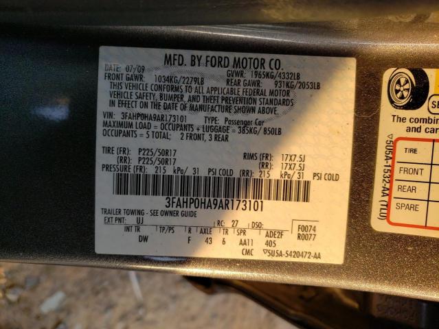 3FAHP0HA9AR173101 - 2010 FORD FUSION SE GRAY photo 12